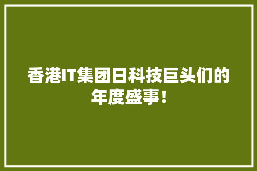 香港IT集团日科技巨头们的年度盛事！ 网站优化