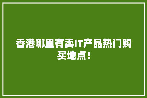 香港哪里有卖IT产品热门购买地点！