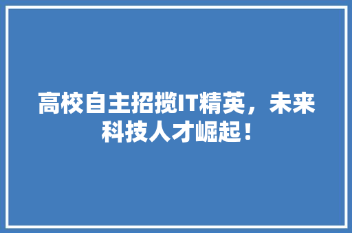 高校自主招揽IT精英，未来科技人才崛起！ 360搜优化