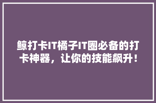 鲸打卡IT橘子IT圈必备的打卡神器，让你的技能飙升！