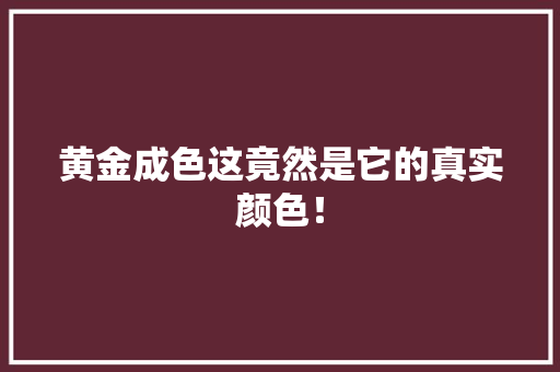 黄金成色这竟然是它的真实颜色！