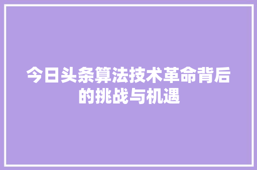 今日头条算法技术革命背后的挑战与机遇 360搜优化