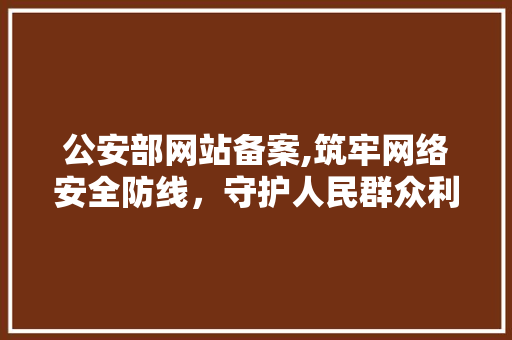 公安部网站备案,筑牢网络安全防线，守护人民群众利益