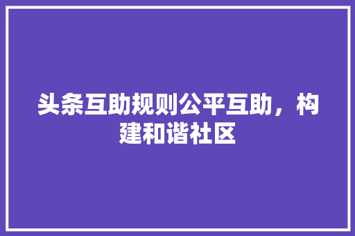头条互助规则公平互助，构建和谐社区