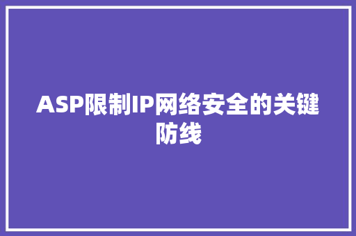 ASP限制IP网络安全的关键防线