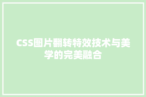 CSS图片翻转特效技术与美学的完美融合 360搜优化
