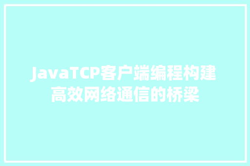JavaTCP客户端编程构建高效网络通信的桥梁