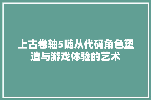 上古卷轴5随从代码角色塑造与游戏体验的艺术