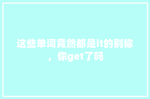 这些单词竟然都是it的别称，你get了吗