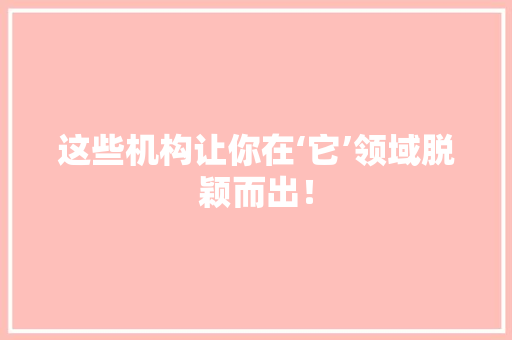 这些机构让你在‘它’领域脱颖而出！ AI技术学习