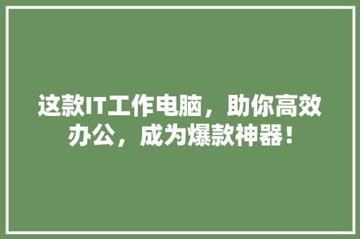 这款IT工作电脑，助你高效办公，成为爆款神器！ AI技术学习