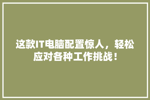 这款IT电脑配置惊人，轻松应对各种工作挑战！ AI技术学习