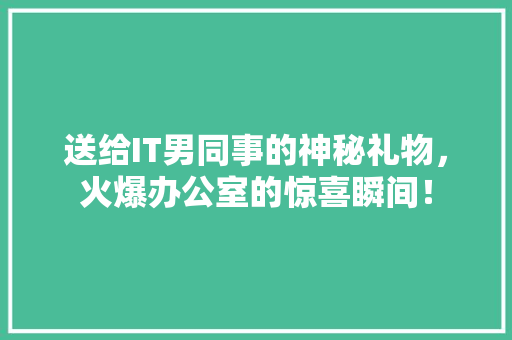 送给IT男同事的神秘礼物，火爆办公室的惊喜瞬间！