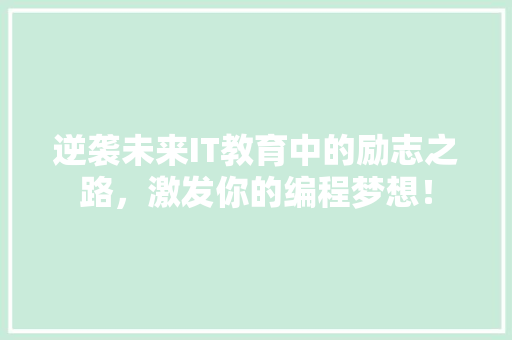 逆袭未来IT教育中的励志之路，激发你的编程梦想！ 网站优化