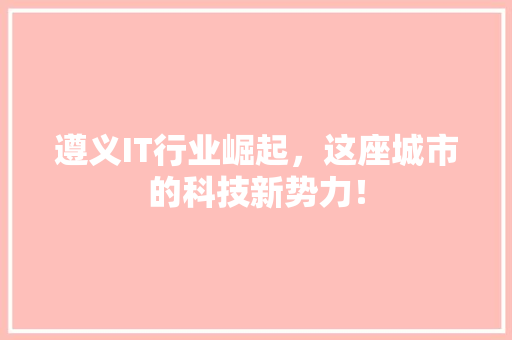 遵义IT行业崛起，这座城市的科技新势力！ 百度算法