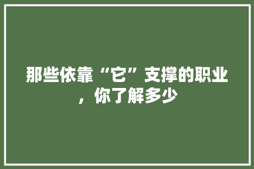 那些依靠“它”支撑的职业，你了解多少 AI技术学习