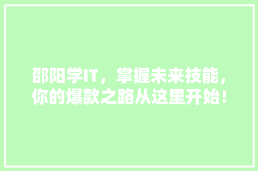 邵阳学IT，掌握未来技能，你的爆款之路从这里开始！ 小程序开发