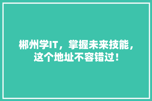 郴州学IT，掌握未来技能，这个地址不容错过！ 小程序开发