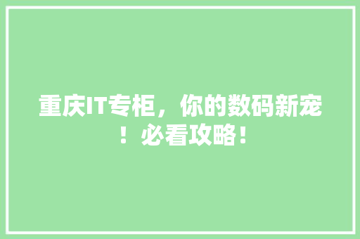 重庆IT专柜，你的数码新宠！必看攻略！