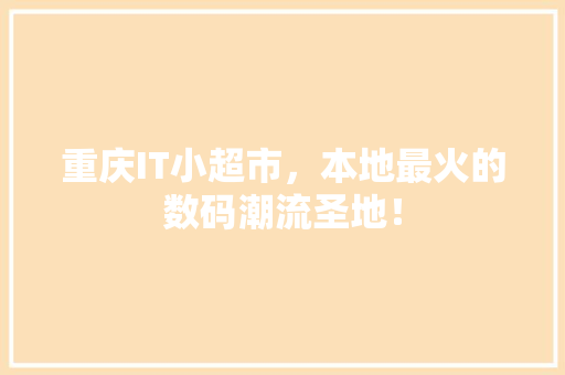 重庆IT小超市，本地最火的数码潮流圣地！