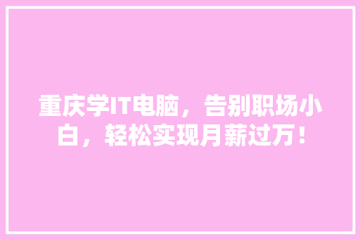 重庆学IT电脑，告别职场小白，轻松实现月薪过万！ 网站开发