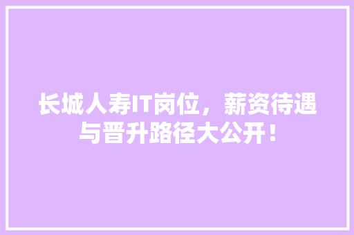 长城人寿IT岗位，薪资待遇与晋升路径大公开！