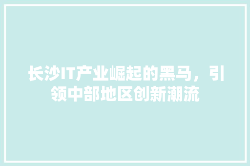 长沙IT产业崛起的黑马，引领中部地区创新潮流 英文谷歌算法