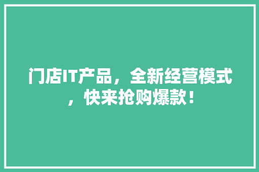 门店IT产品，全新经营模式，快来抢购爆款！