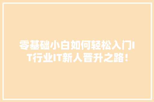 零基础小白如何轻松入门IT行业IT新人晋升之路！ seo技术