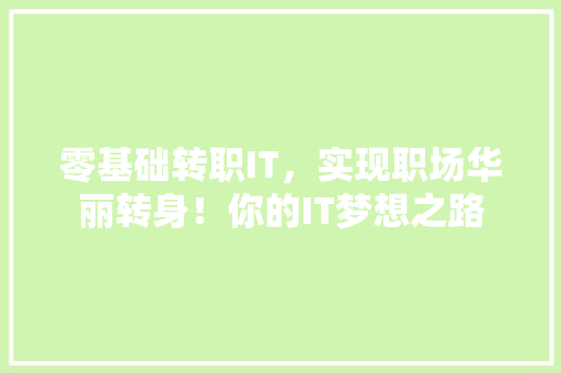 零基础转职IT，实现职场华丽转身！你的IT梦想之路 英文谷歌算法