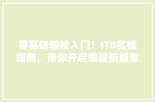 零基础轻松入门！IT0实操指南，带你开启编程新篇章