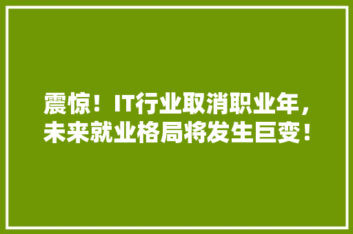 震惊！IT行业取消职业年，未来就业格局将发生巨变！