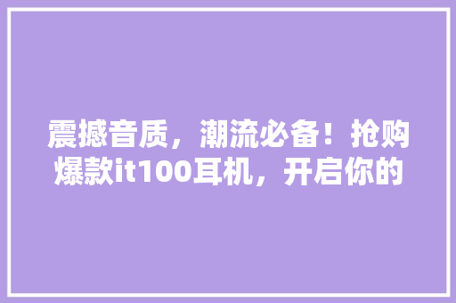 震撼音质，潮流必备！抢购爆款it100耳机，开启你的音乐盛宴！