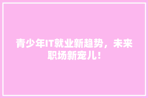 青少年IT就业新趋势，未来职场新宠儿！