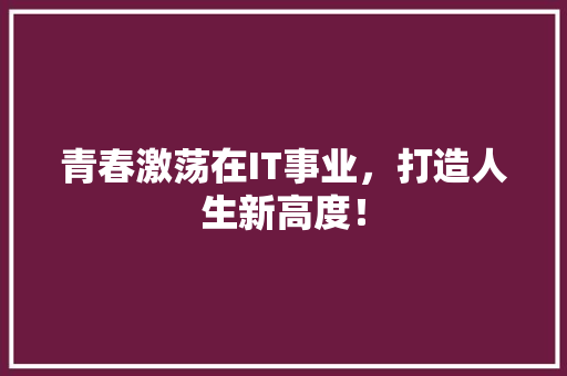 青春激荡在IT事业，打造人生新高度！ 小程序开发