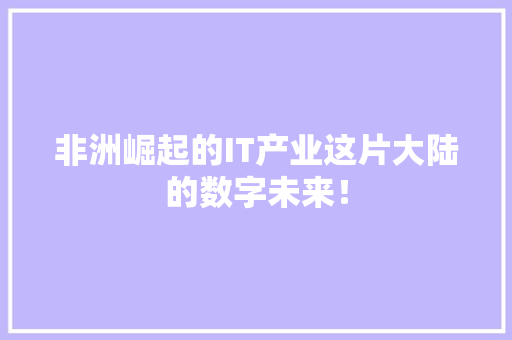 非洲崛起的IT产业这片大陆的数字未来！ 英文谷歌算法