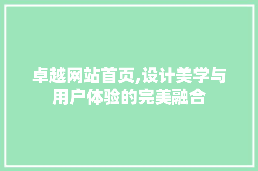 卓越网站首页,设计美学与用户体验的完美融合