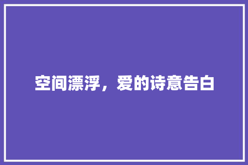 空间漂浮，爱的诗意告白