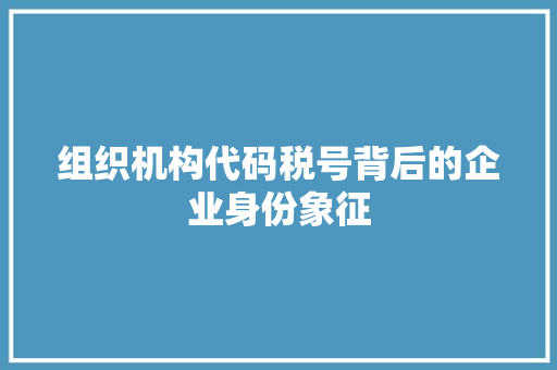 组织机构代码税号背后的企业身份象征 英文谷歌算法