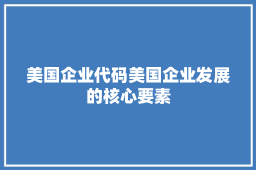 美国企业代码美国企业发展的核心要素