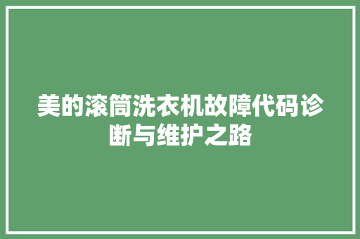 美的滚筒洗衣机故障代码诊断与维护之路