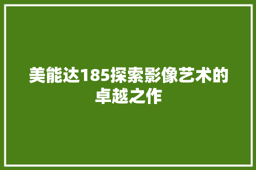 美能达185探索影像艺术的卓越之作 小程序开发