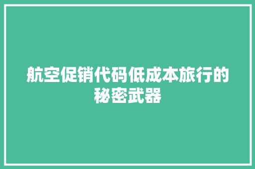 航空促销代码低成本旅行的秘密武器 seo技术