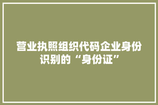 营业执照组织代码企业身份识别的“身份证”