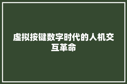 虚拟按键数字时代的人机交互革命