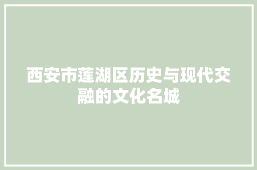 西安市莲湖区历史与现代交融的文化名城