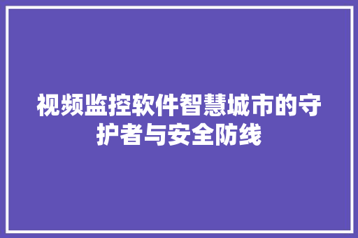 视频监控软件智慧城市的守护者与安全防线