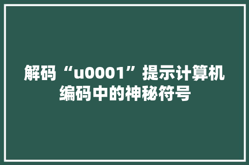 解码“u0001”提示计算机编码中的神秘符号