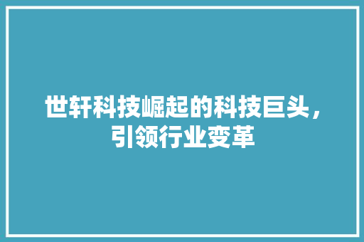 世轩科技崛起的科技巨头，引领行业变革