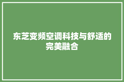 东芝变频空调科技与舒适的完美融合